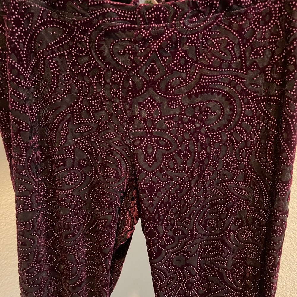 Anthropologie dark red velvet leggings